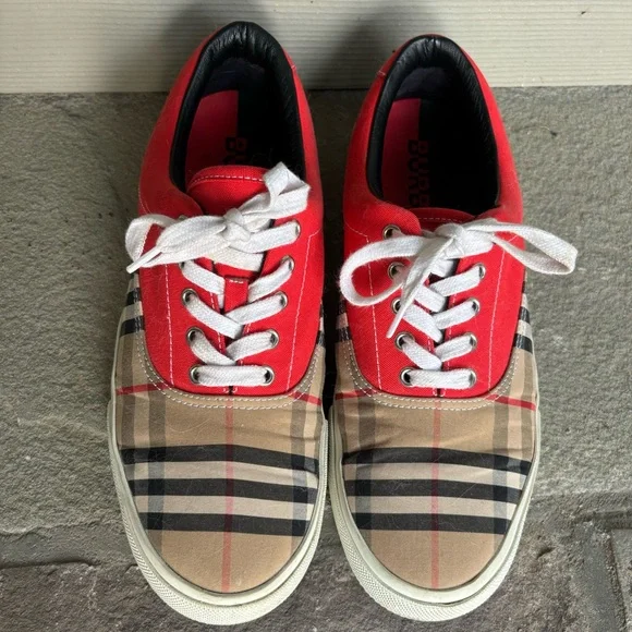 Burberry Super Runway Somerton & Red Low Top Sneakers 🔥 - Picture 3 of 9